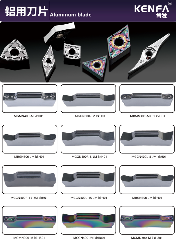 KENFA Aluminum grooving inserts and blade models overview